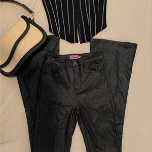 Luna Faux Leather Flare Jeans